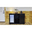 Fluted Bar Sideboard With Integrated Fridge And Wine Rack - Coffee Station Storage Cabinet With Glass Holder And Drawers For Dining Room, Black