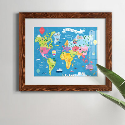 Voyage autour du monde - Reproduction d'art graphique sur papier encadré