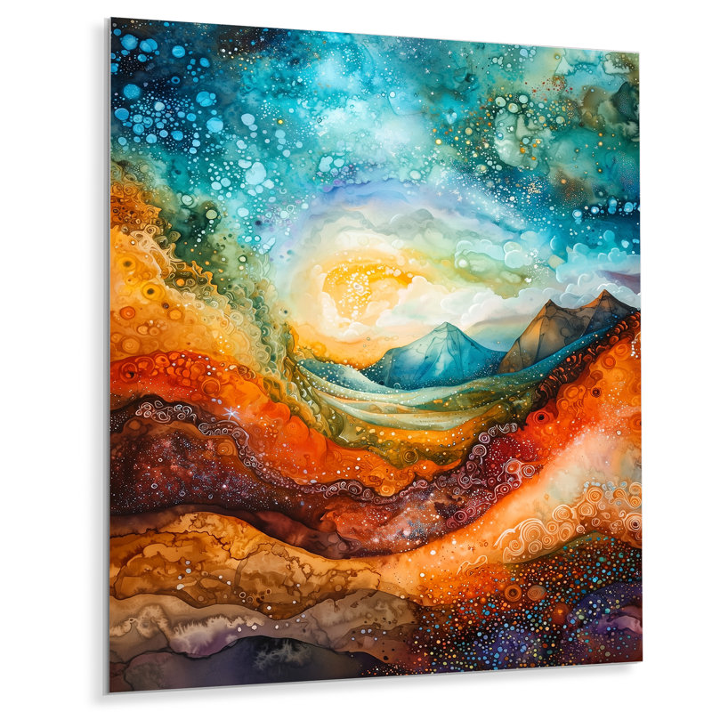 Celestial Abstract Prairies Landscape I - Paysages, décoration murale en métal, impression sur métal