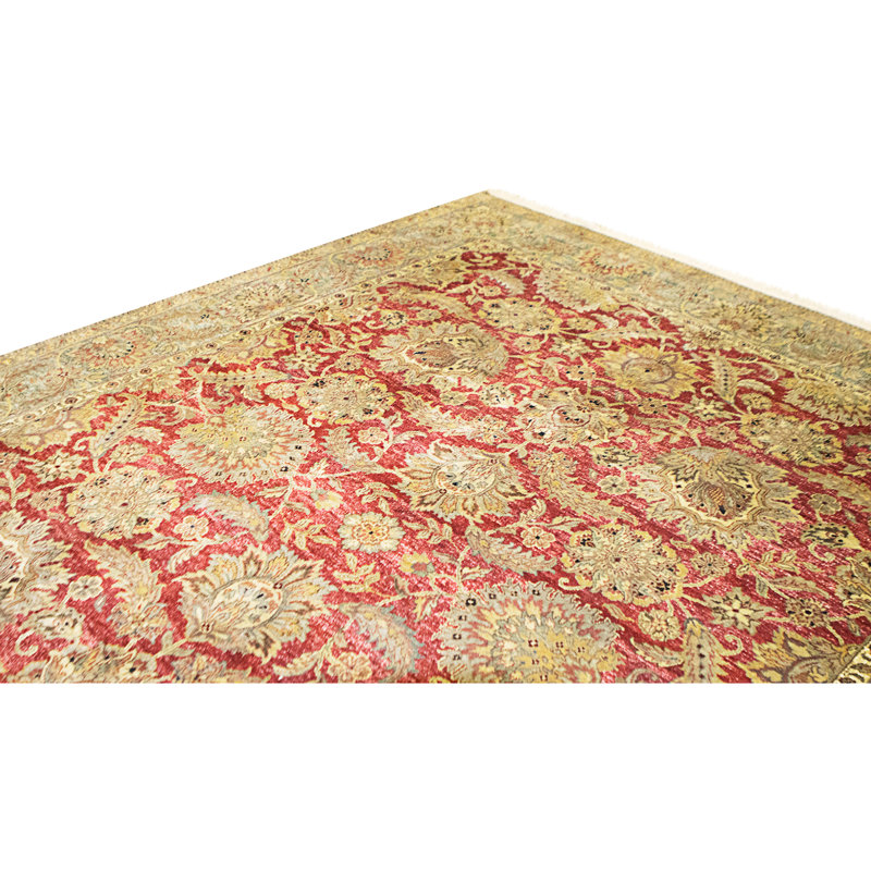 High-Quality Hand-Knotted Red And Green Area Rug