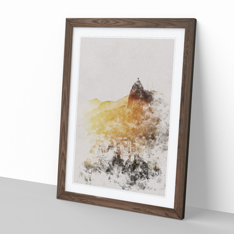 Christ the Redeemer in Rio Vol.3 - Picture Frame Painting, Walnut Framed, 48cm H x 36cm W x 2cm D