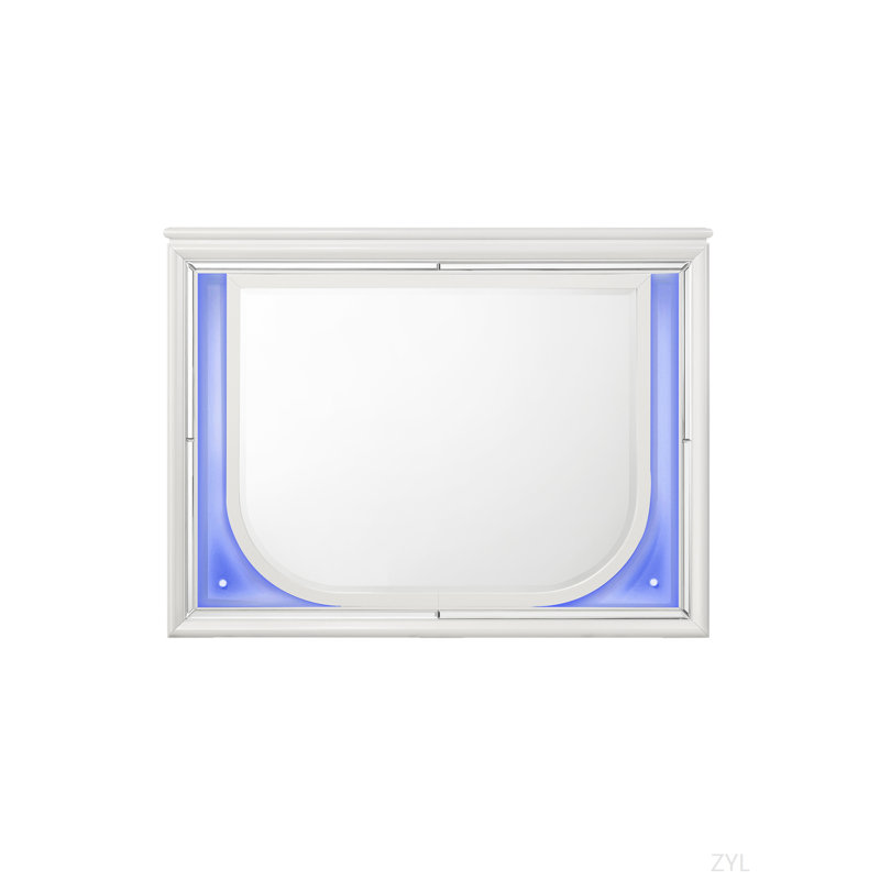 Miroir blanc perle avec DEL