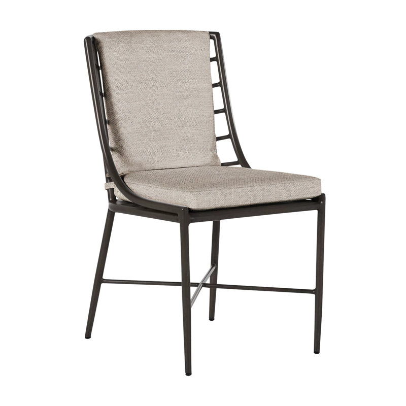 Carmel Patio Dining Side Chair with Cushions, Welt, Dove Sunbrella® Linen
