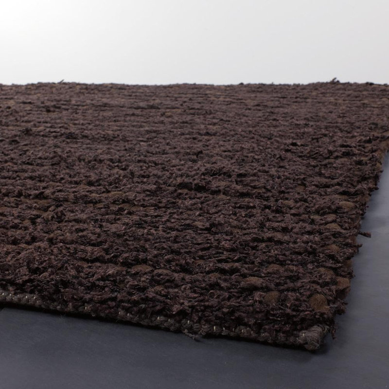 Castlewood Authentic Hand-Woven Handmade Modern Mixed-Textured Design Brown Polyester Indoor Area Rug, Rectangle 7'9" x 10'6"