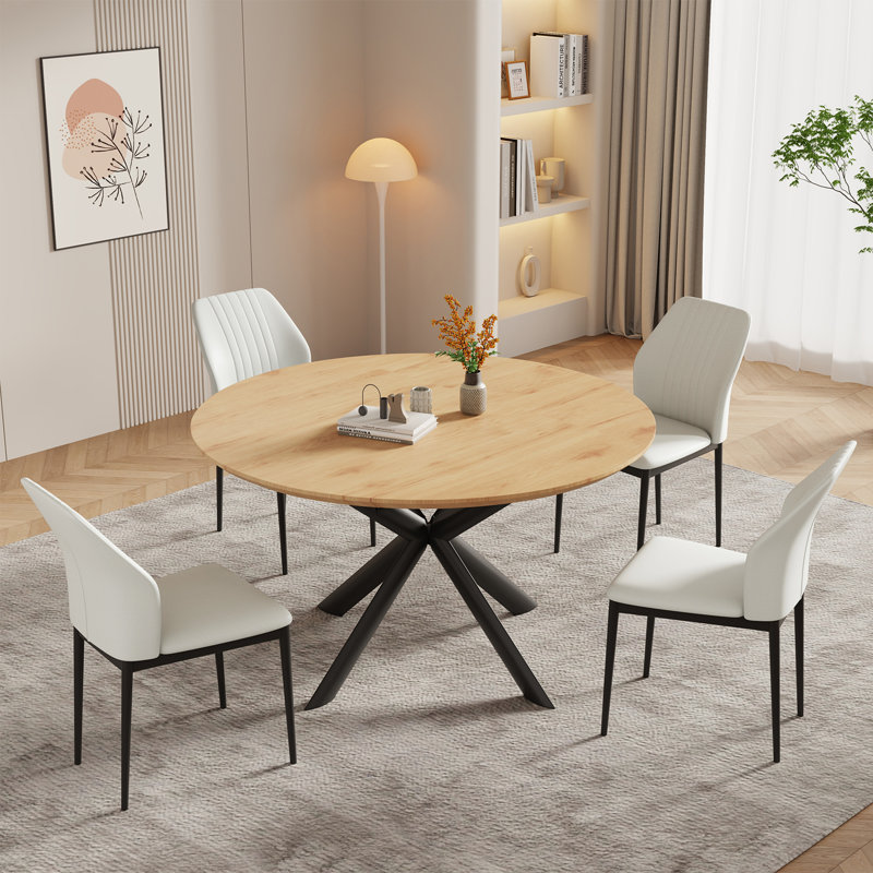 5-Piece Oval Dining Table Set With 4 Modern Chairs For Dining Room, White