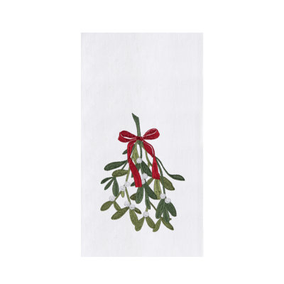 Serviette de Noël Merry Gui Botanicals avec ruban