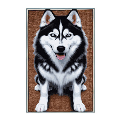 Washable Siberian Husky Dogs Area Rug