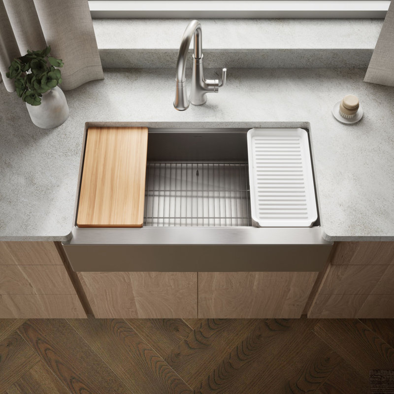 Strive® 35-1 / 2 po Évier de cuisine encastré à simple cuve pour station de travail