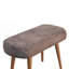 Banc en tissu de fausse fourrure en bois massif, rembourré, pieds nordiques, moka et brun