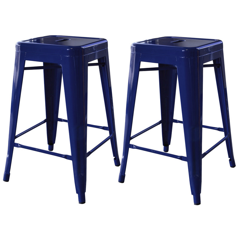 Natascha Counter Stool with Metal Frame, Blue