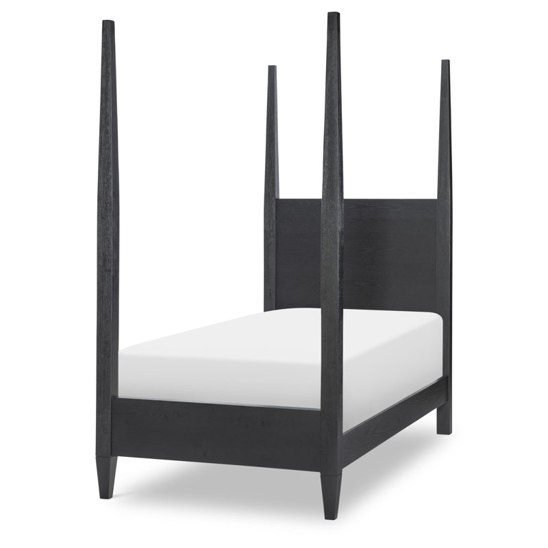 Today's Traditions Twin Poster Bed By Trisha Yearwood Home - Shaker/Farmhouse Style, Hickory/Blacksmith Finish, Oiled Bronze Hardware