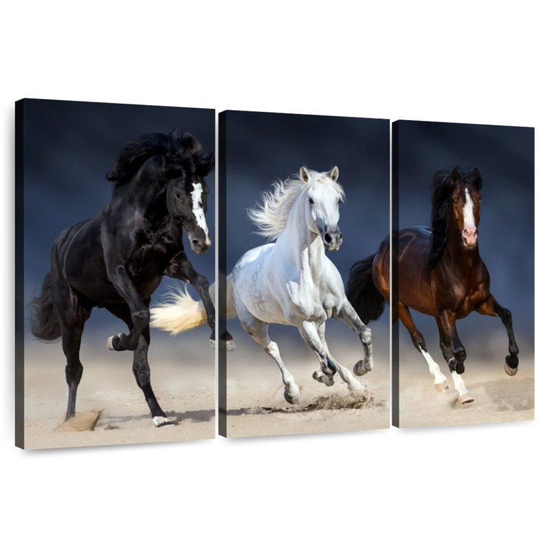 Brampt Three Playful Horses, 48" H x 74" W