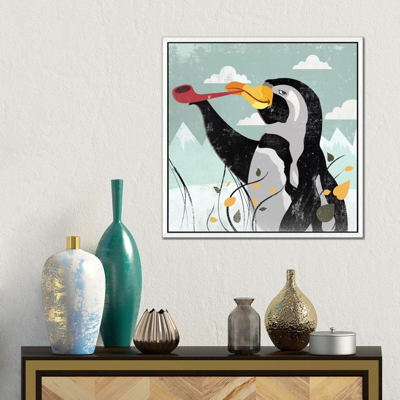 Penguin Stroll by PI Studio - Gallery-Wrapped Canvas Giclée on Canvas, 45.72 cm H x 45.72 cm W, White Floated Frame