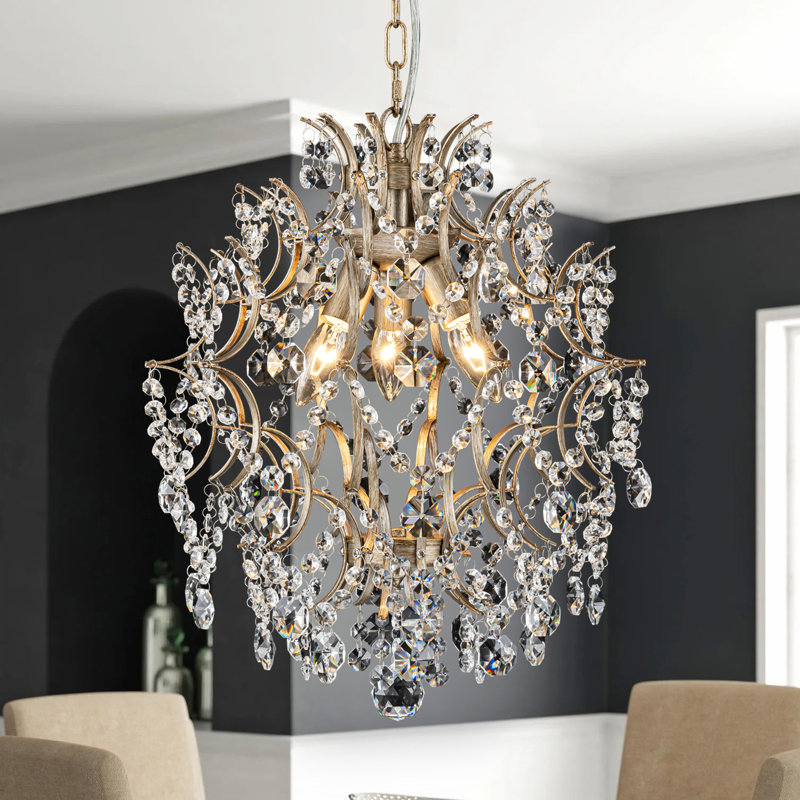 3 - Light Dimmable Crystal Chandelier