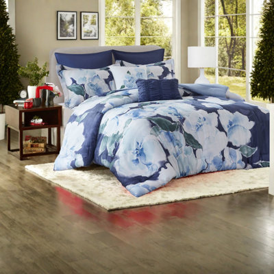 Premium Cotton Queen Bedding Sets, Cozy Blue Design For Home Comfort