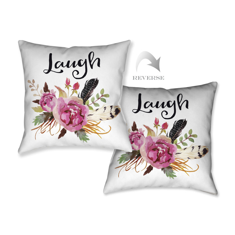 Coussin décoratif floral aquarelle et rire