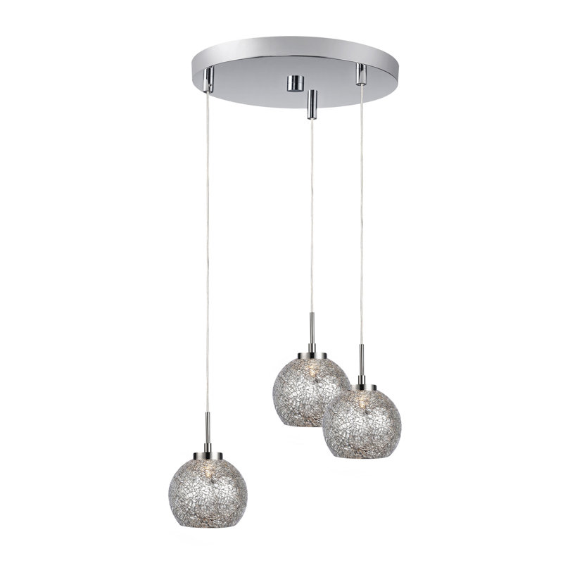 Keiser 3 - Light Cluster Pendant, Satin Nickel, Beige Drum