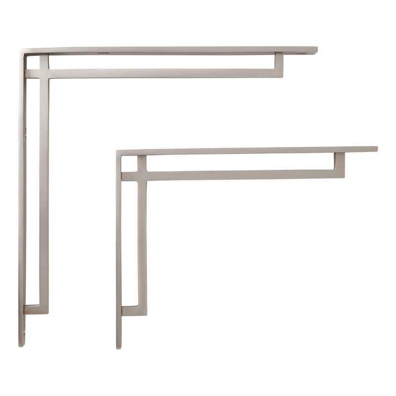 Harridge Shelf Bracket, Brushed Nickel, 9" H x 9" W x 0.88" D