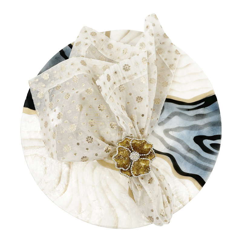 Blue Pearl Earth Tone Shell Placemat, Blue/Brown/Gray, Abstract