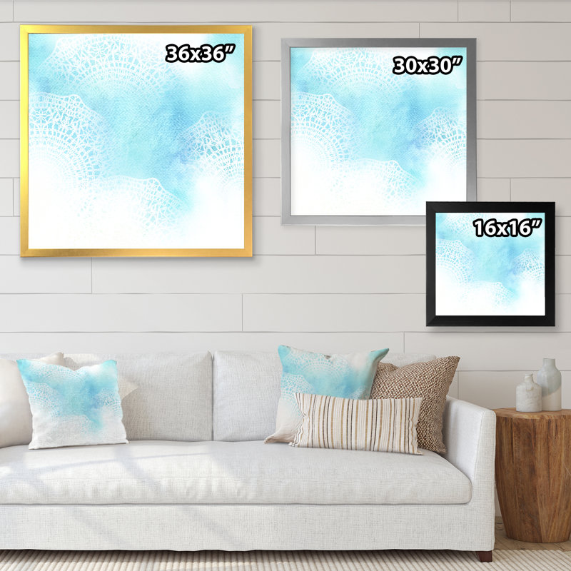 «White Lace On Light Blue», reproduction d'art moderne sur toile, Cadre photo argenté, H 30 po x l 30 po