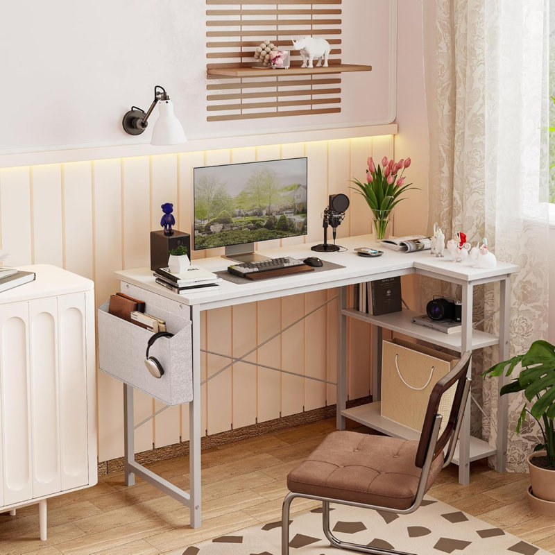 MDF Steel Computer Desk, White