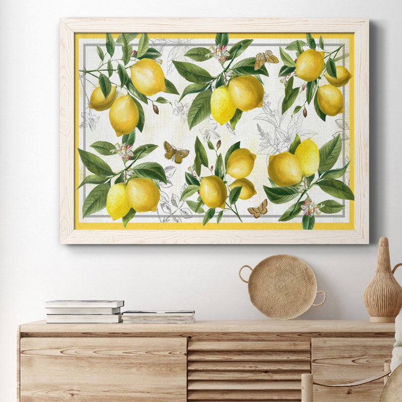 Lin citrons - Reproduction d'art graphique sur papier encadré, H 37,5 po x l 27,5 po x P 1,5 po, Blanc