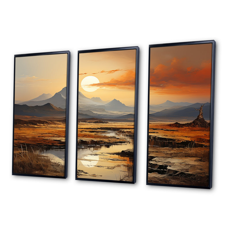 «Volcano Volcanic Vista», ensemble d'art sur toile, Cadre flottant noir, H 40 po x l 60 po x P 1 po