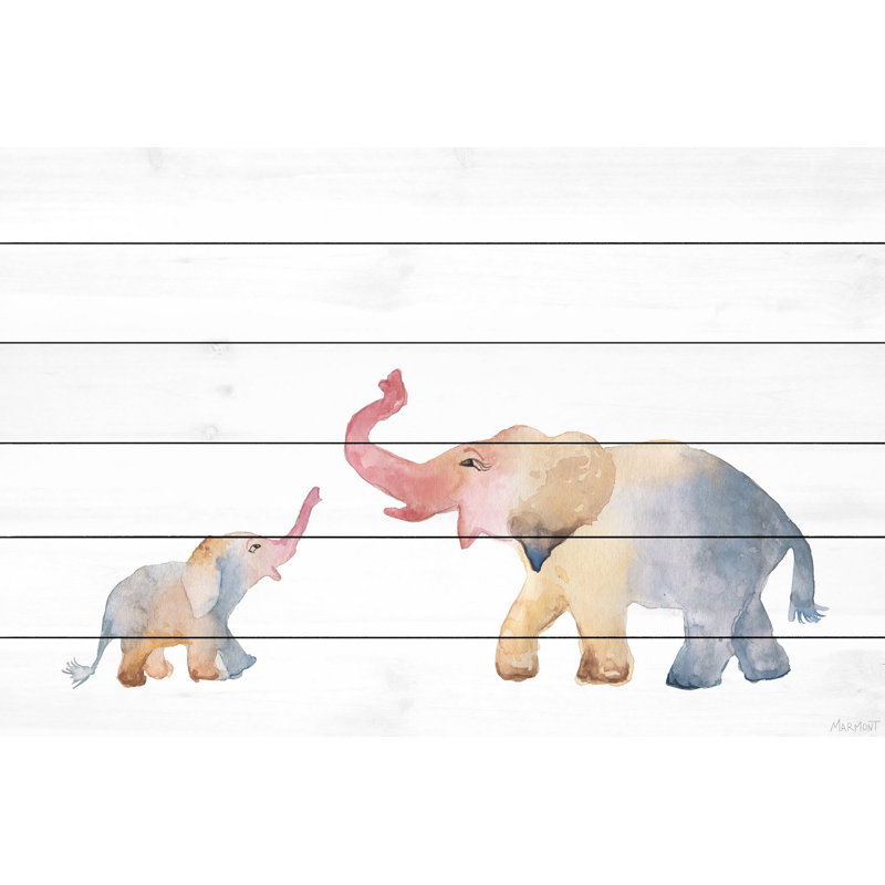Éléphant Katelin, reproduction sur bois blanc, H 24 po x l 36 po x P 1,5 po