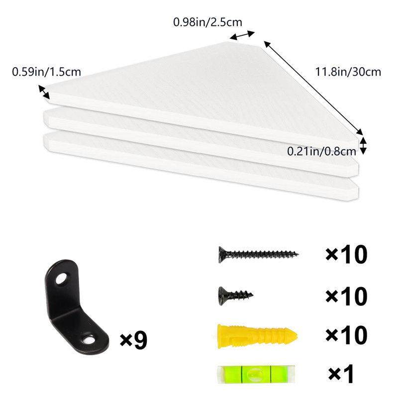 Tablette d'angle 3 pièces Hacer, Blanc