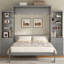 Lit escamotable double avec tablettes de rangement et tiroirs, gris