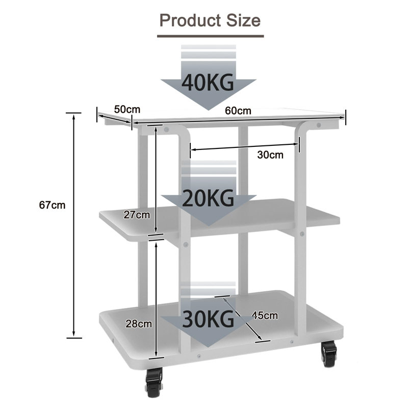 67cm H x 60cm W Printer Stand, White