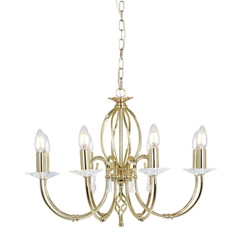Vosburgh 8 - Light Candle Style Chandelier, Polished Brass