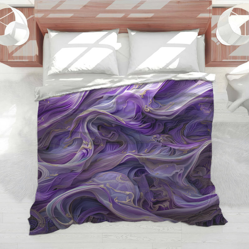 Édredon fluide en tissu mauve, Très grand lit