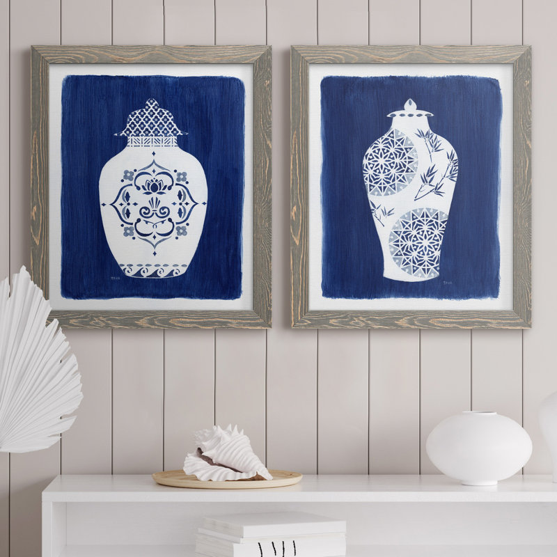 Sapphire Urn I - ensemble de 2 reproductions d'art, H 20 po x l 17 po x P 1 po, Toile avec cadre gris, Pas de tapis