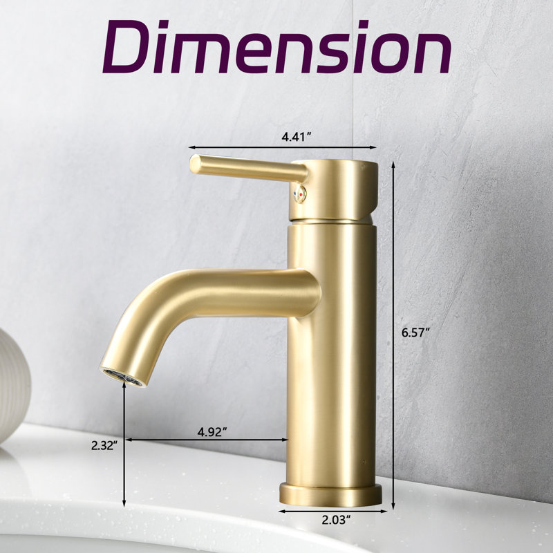 Modern Deck-Mounted Bathroom Faucet - Single Hole, Brushed Gold, Stainless Steel, 1.2 Gpm Flow, Quick And Easy Installation For Accessories Hole Look, Flow Rate, No Professional Skills Needed Install