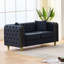Canapé moderne 63 po, canapé 2 places, canapé confortable en velours à accoudoirs arrondis capitonnés et pieds dorés, Chesterfield pour espace de vie principal, noir