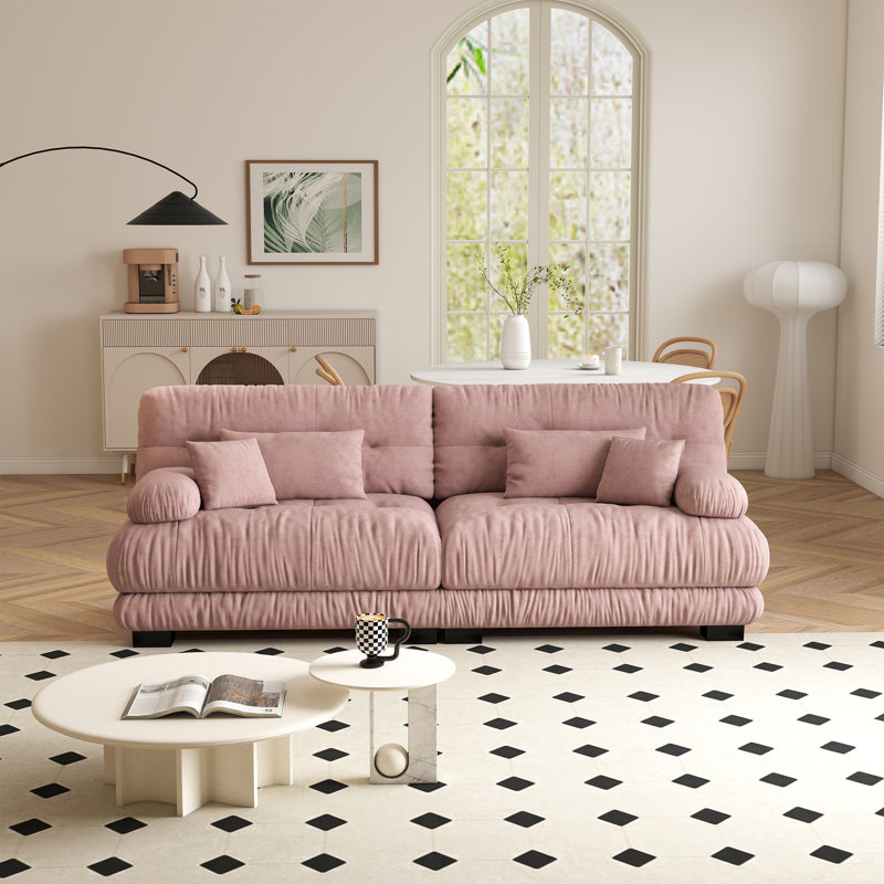 Modular Sectional Sofa Cloud Couch, Deep Seat 2-seater Sectional Couches For Living Room, Comfy Soft Chenille Sofa With 4 Pillows