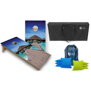 Tailgating Pros Solid Wood Foldable Cornhole Set with Carrying Case