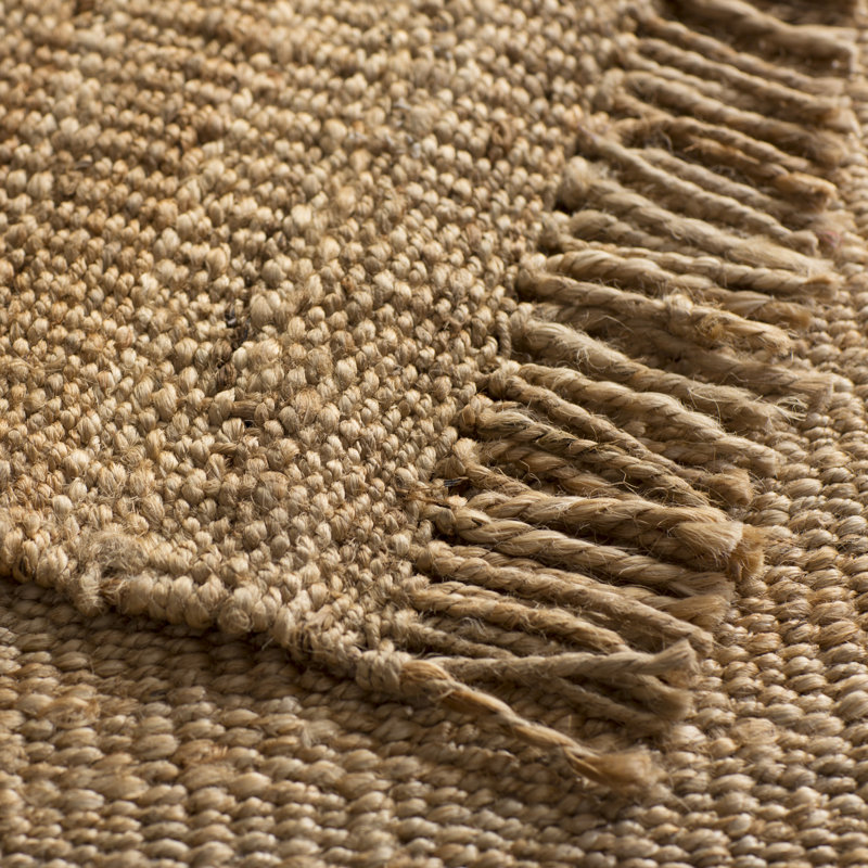 Elderton Natural Fiber Hand Woven Jute Solid Color Rug, Rectangle 4' x 6'