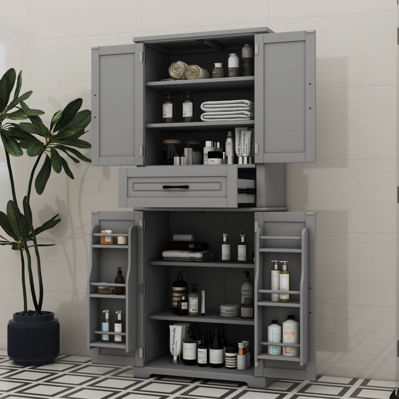 Multi-Functional Storage Cabinet, 72"H x 30"W x 15.7"D, Gray