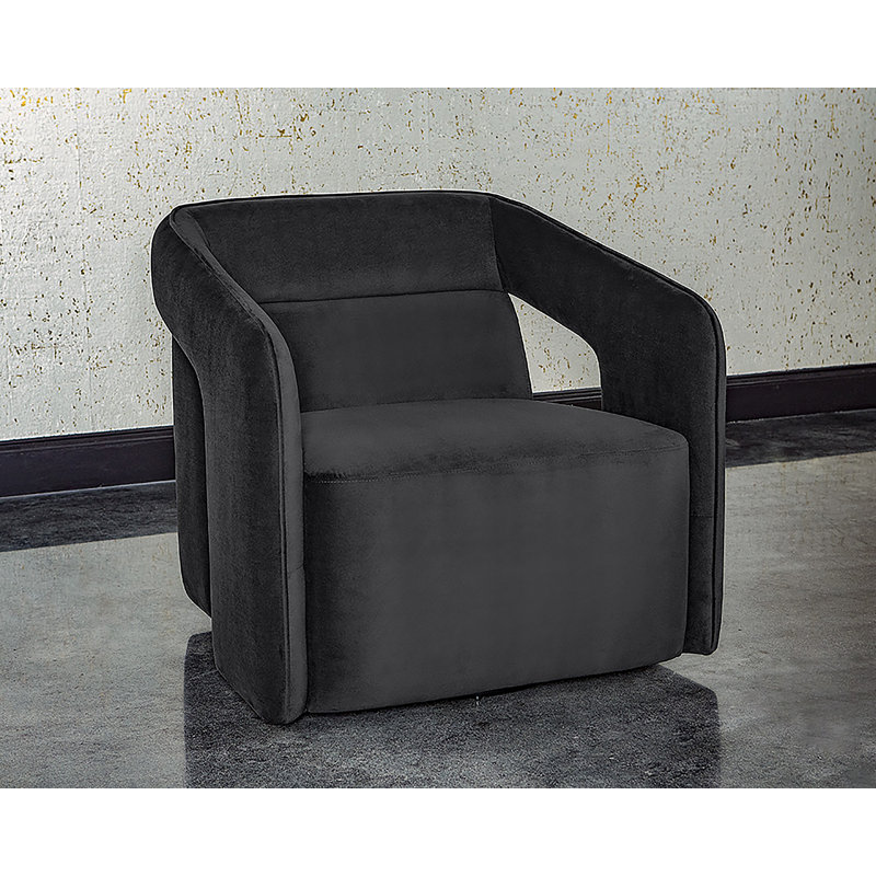 Kendrick Swivel Armchair, Black Velvet
