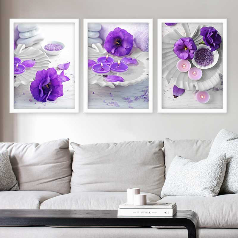 Superbe ensemble de peintures décoratives encadrées (3 pièces) de 21,7 po x 29,5 po chacune | Cadre 100% bois avec polystyrène de 0,8 pouce | Impression numérique UV | Parfait pour la décoration murale de salon, de bureau et de galerie