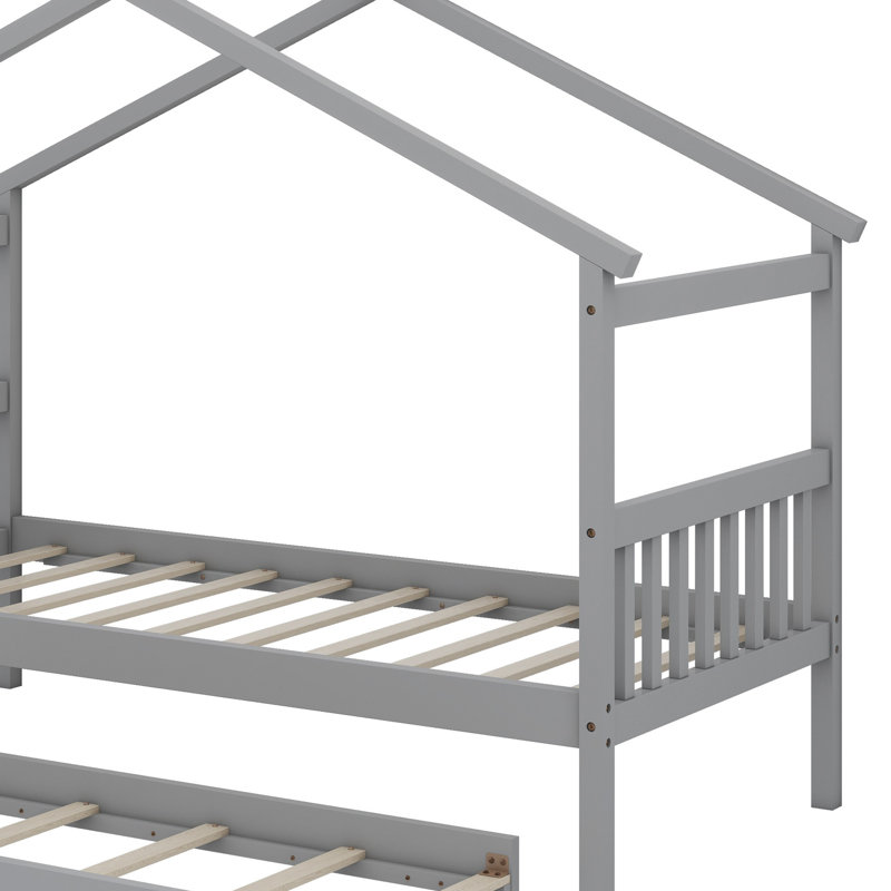 Lit en bois avec couchette, Gris