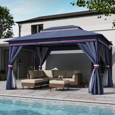 Yardgrace 13'X10' Soft-top Double-Roofed Steel Patio Gazebo