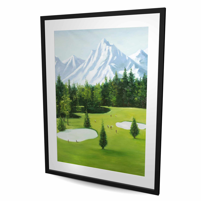 Golf Course with Mountain View - Man Cave, reproduction encadrée, H 48 po x l 36 po