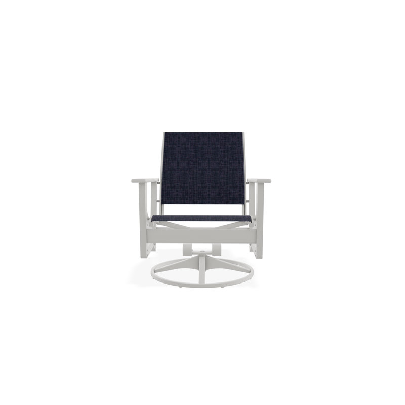 Wexler Swivel Outdoor Lounge Chair, Snow, Moments Navy