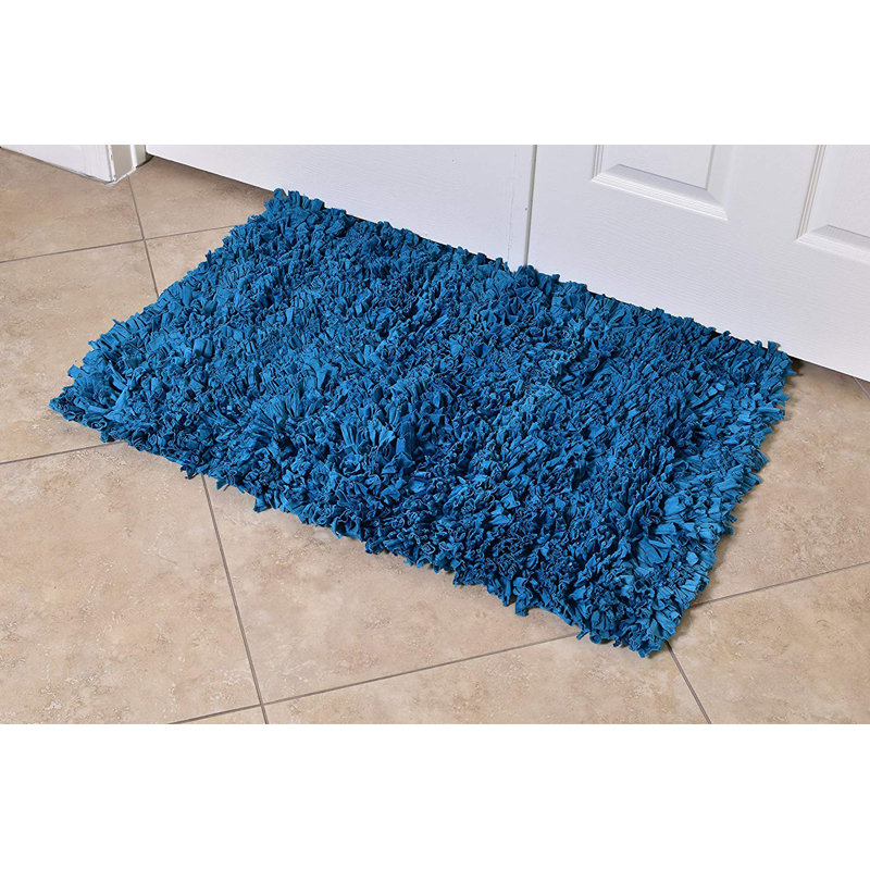 Poils longs de bureau à domicile doux décoration 36 po x 24 po tapis de porte à l’intérieur seulement Mabini, Bleu
