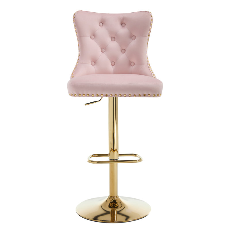 Tabouret de comptoir pivotant à hauteur réglable avec structure en métal, Rose