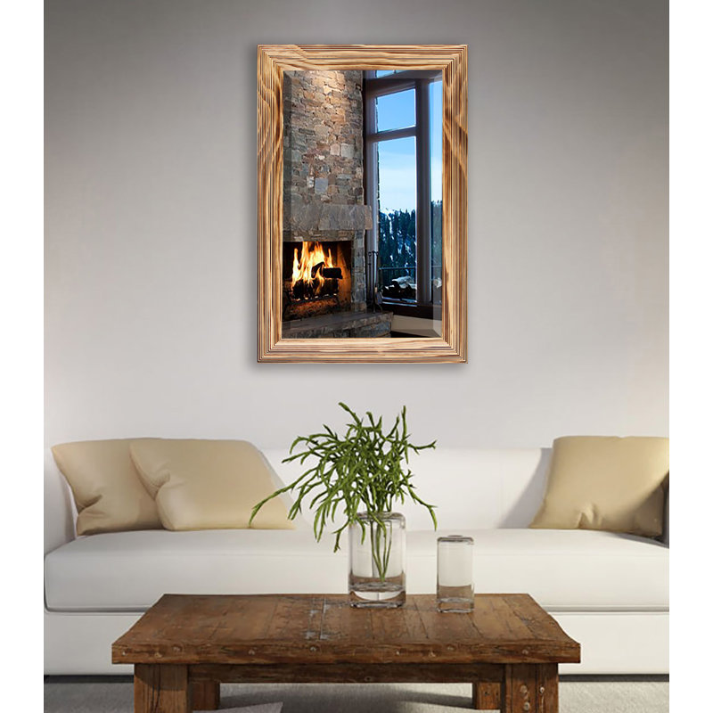 Kerber Solid Wood Flat Wall Mirror, 35" H x 29" W, Natural Wood