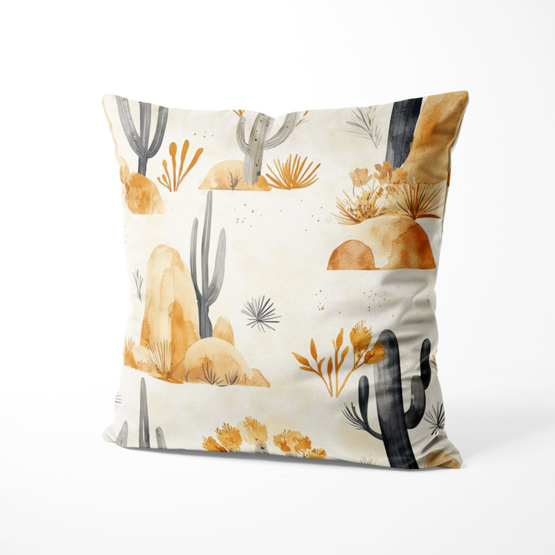 Coussin décoratif abstrait à motif abstrait désert noir Boho, H 20 po x l 20 po